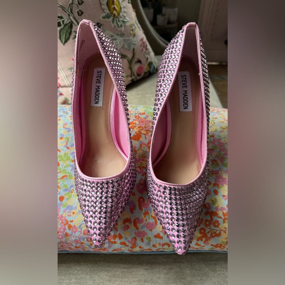 Steve Madden  Womens VALA-R PINK Rhinestone Heels